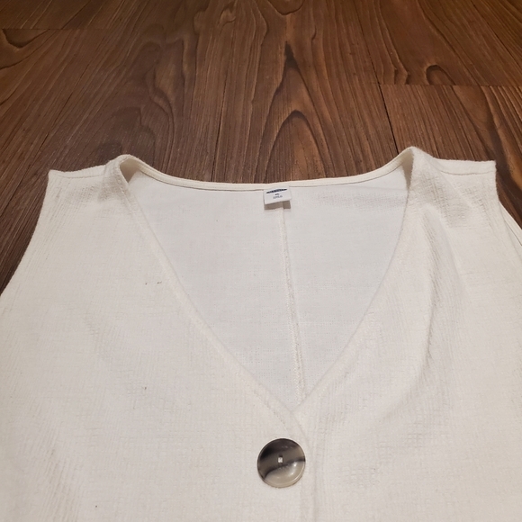 Old Navy Ivory Tank Top Faux Button Sleeveless Tie Boho Cotton Blend Neutral XL - Picture 8 of 8